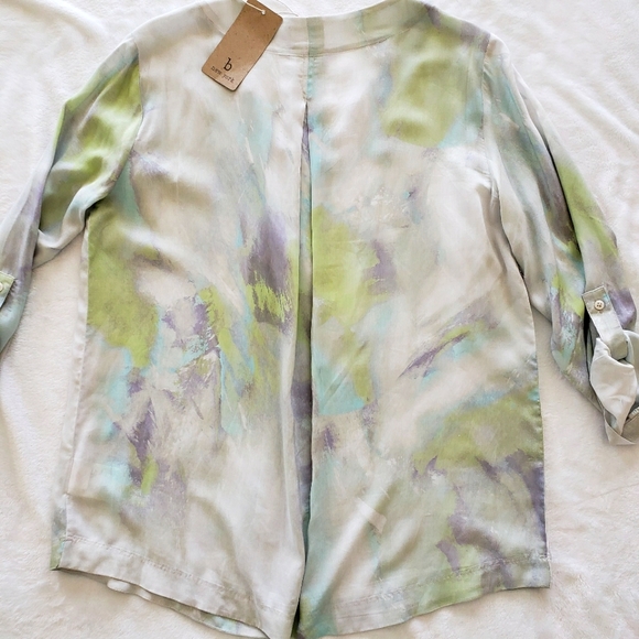 B NEW YORK Paint Splash Long Sleeve Pastel V-Neck Tunic Top--NWT--M - Picture 5 of 15